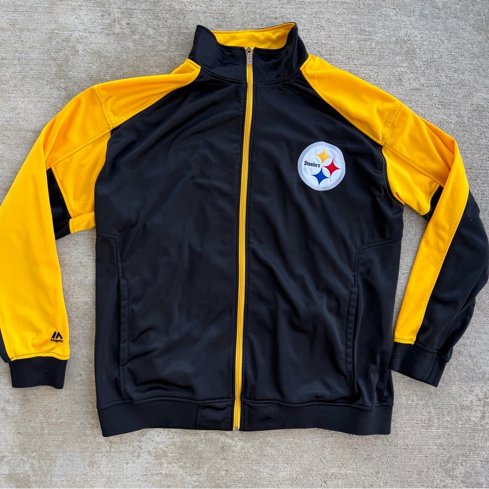 Majestic NFL Steelers Logo Warm Up Track Jacket Men’s Size 3XT